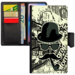 Coque xiaomi mi 8 lite portefeuille moustache design antichoc vintage gris housse peinture 4g tag homme ...