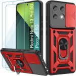 Coque pour xiaomi poco x6 / redmi note 13 pro 5g - housse antichoc pc + tpu rouge, protection camra ...