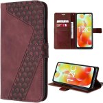 Coque pour xiaomi redmi 12c / 11a - rouge - design g�om�trique, etui emboss� antichoc en cuir pu avec ...