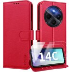 Coque pour xiaomi redmi 14c coque etui portefeuille cuir avec 2 verre tremp� protection ecran porte carte ...