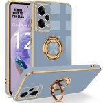 Coque pour xiaomi redmi note 12 pro plus 5g / note 12 pro + 5g, bleu, coque antichoc en tpu avec support ...