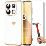 Coque pour xiaomi redmi note 13 5g (pas pour 4g) blanc, antichoc en silicone hybride, motif c�ur plaqu� ...
