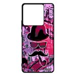 Coque xiaomi redmi note 13 pro 5g silicone monsieur moustache fille chapeau melon graf noir street art ...