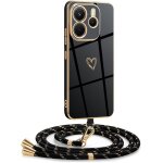 Coque pour xiaomi redmi note 14 4g avec cordon, coque avec collier motif coeur d'amour silicone galvanis ...