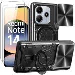 Coque pour xiaomi redmi note 14 5g - avec cache objectif - noir + 2 verres tremp�s - e. f. connection ...