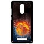 Coque xiaomi redmi note 3 - ballon de basket eau et feu - noir