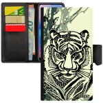 Coque pour xiaomi redmi note 6 pro simili cuir porte cartes tigre mobile graphique azteque gris fauve ...