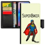 Coque pour xiaomi redmi note 9 pro en cuir porte cartes super biker motard portable blanc dessin magnetique ...