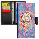 Coque pour xiaomi redmi note 9s portefeuille femme feerique fille pastel noir plume tribal ethnique etui ...