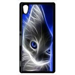 Coque xperia m4 aqua - chat eyes blue - noir