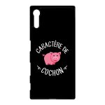 Coque xperia xz - caractere de cochon fond noir - noir