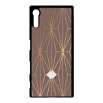Coque xperia xz - losange geometrique beige et or - noir