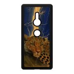 Coque xperia xz2 bois silicone leopard guepard jaguar etui bleu animal rigide predateur afrique sauvage ...