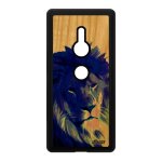 Coque xperia xz2 vrai bois silicone lion fauve pas cher savane roi bleu animaux peinture antichoc lionne ...