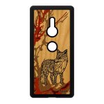 Coque pour xperia xz2 en bois et silicone renard noir de protection azteque sony xperia xz2