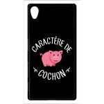 Coque xperia z5 - caractere de cochon fond noir - noir