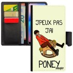 Coque y5 2018 simili cuir j'peux pas j'ai poney humoristique aquaponey equitation rigide drole cheval ...