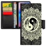 Coque yin et yang antichoc pour galaxy s21 + plus rabat porte cartes color� artistique noir plume smartphone ...