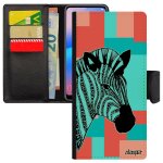 Coque zebre samsung a54 simili cuir rabat portefeuille cheval caoutchouc noir et blanc mobile pochette ...