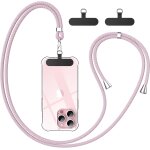Cordon telephone portable, avec 2 patchs noirs durables, lani�re de t�l�phone portable 1, 6m adjustable, ...