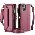 Crossbody etui pour iphone 14 fente pour les factures a fermeture eclair portefeuille etui pour femmes ...