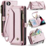 Crossbody etui pour iphone se3 / se2 titulaire de la carte fente pour les factures a fermeture eclair ...