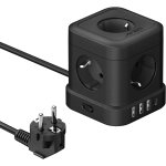 Cube multiprise 5m parasurtenseurs usb 3 prises avec 3 ports usb chargeur de voyage avec interrupteur ...