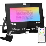 Dgbcz - rgb projecteur led exterieur 30w contrl par smartphone bluetooth, intelligente rgb spot led ...