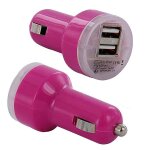 Double chargeur usb voiture allume cigare iphone ipad tablettes samsung sony gps, couleur: fushia