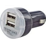 Double chargeur usb voiture allume cigare iphone ipad tablettes samsung sony gps, couleur: noir