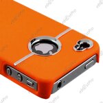 Ebeststar ® 1 verre tremp� + coque rigide etui housse chrom�e pour apple iphone 4s, 4, couleur orange ...