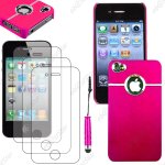 Ebeststar ® pour apple iphone 4s, 4 - housse coque rigide silver - line chrom + mini stylet + 3 film ...