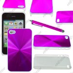 Ebeststar ® pour apple iphone 4s, 4 - housse coque rigide style aluminium chrom� + stylet, couleur violet ...