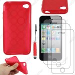 Ebeststar � pour apple iphone 4s, 4 - housse etui coque souple silicone gel motif cercle + mini stylet ...