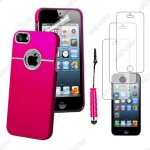 Ebeststar ® pour apple iphone se 5s 5 - housse coque rigide silver - line chrom� + mini stylet + 3 film ...