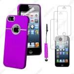 Ebeststar ® pour apple iphone se 5s 5 - housse coque rigide silver - line chrom� + mini stylet + 3 film ...