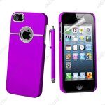 Ebeststar ® pour apple iphone se 5s 5 - housse coque rigide silver - line chrom� + stylet, couleur violet ...