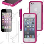 Ebeststar � bumper blade housse etui coque aluminium pour apple iphone 5s, 5, couleur rose + stylet 3 ...