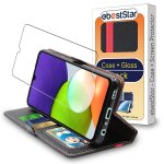 Ebeststar - coque + film verre pour samsung galaxy a22 etui portefeuille pu cuir porte - cartes, noir ...