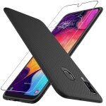 Ebeststar - coque + film en verre tremp pour samsung a30 galaxy sm - a305f etui vitre motif fibre carbone ...