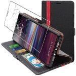 Ebeststar - coque + film verre tremp� sony xperia 10 (2019) etui vitre portefeuille pu cuir porte - cartes, ...