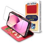 Ebeststar - coque + film vitre en verre tremp� iphone 13 mini etui portefeuille pu cuir porte - cartes, ...