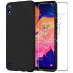 Ebeststar - coque + film vitre en verre tremp� samsung a10 galaxy sm - a105f housse motif fibre carbone ...