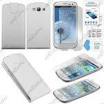 Ebeststar ® coque housse etui simili cuir rabattable pour samsung galaxy s3 i9300 i9305, couleur blanc ...