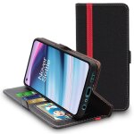 Ebeststar - coque pour oneplus nord ce 5g etui housse portefeuille pu cuir porte - cartes, noir / rouge ...