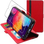 Ebeststar - coque samsung a30 galaxy sm - a305f etui portefeuille porte - cartes support stand, rouge ...