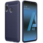 Ebeststar - coque samsung a40 galaxy sm - a405f housse motif fibre carbone luxe flex tpu premium, bleu ...