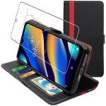 Ebeststar - coque wiko view3 lite (2019) etui portefeuille porte - cartes support stand, noir / rouge ...