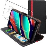 Ebeststar - coque wiko view3 pro (2019) etui portefeuille porte - cartes support stand, noir / rouge ...