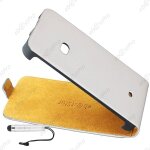 Ebeststar  etui coque housse en pu cuir + 3 film + mini stylet pour nokia lumia 625, couleur blanc